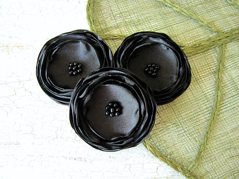Satin Flower Appliques Large Sew on Flowers Fabric Flowers Etsy