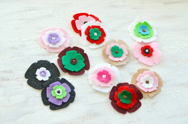 Die Cut Flowers Felt Flower Appliques Felt Fabric Flowers Etsy