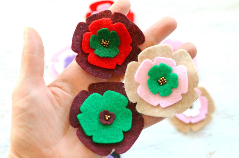 Die Cut Flowers Felt Flower Appliques Felt Fabric Flowers Etsy