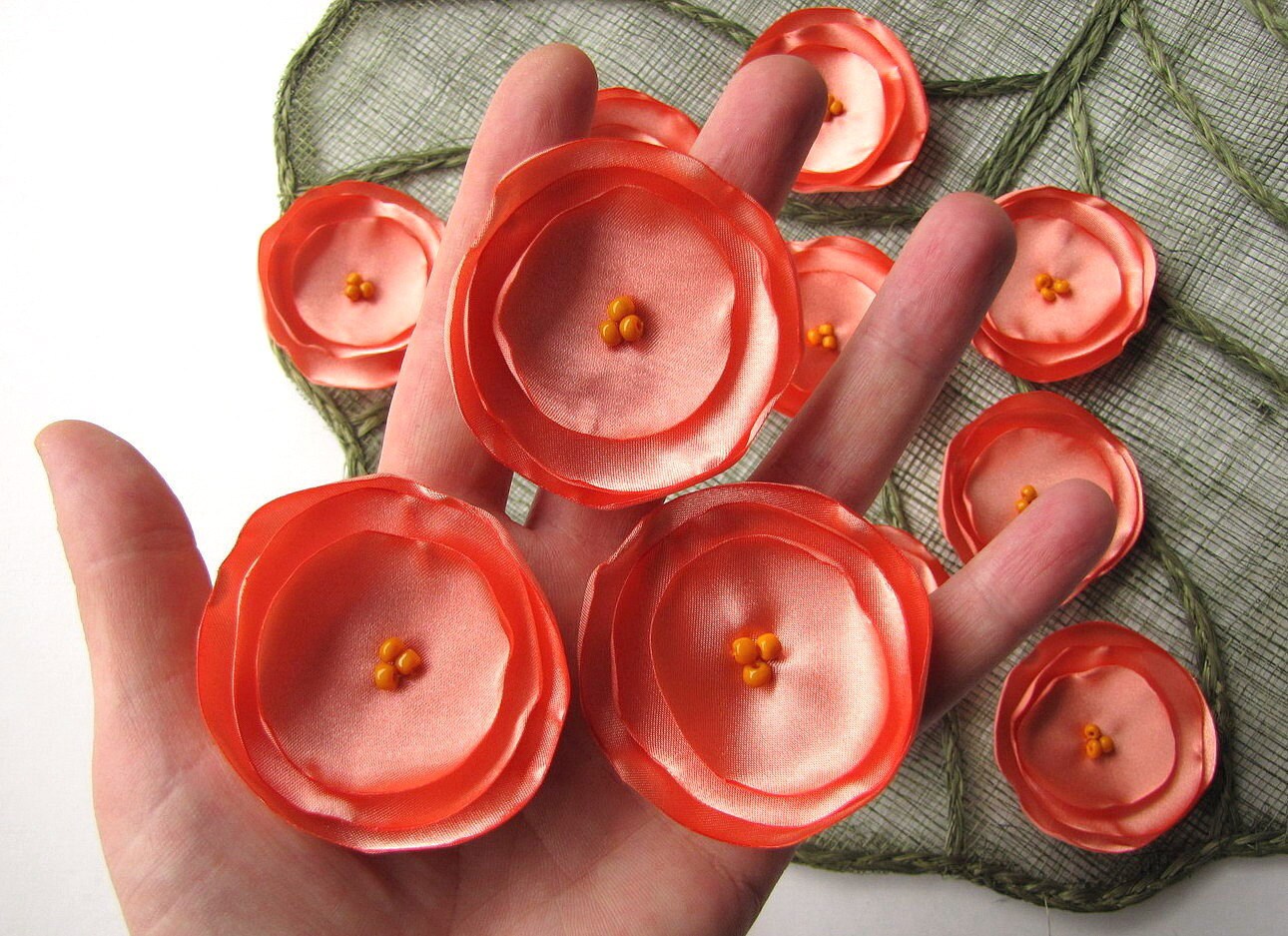 Sew on Appliques Satin Fabric Embellishments Fabric Flowers Etsy