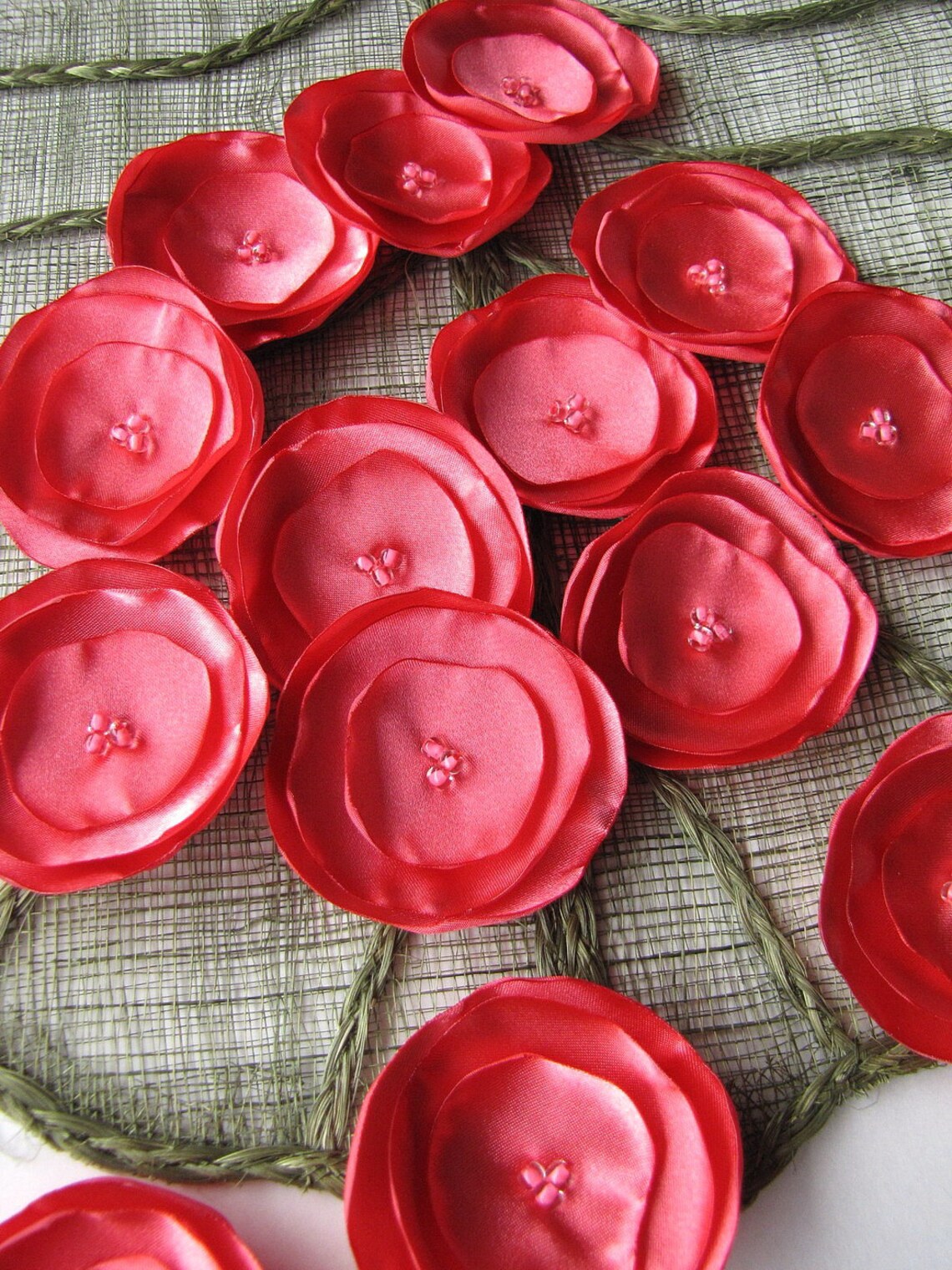 Small Satin Flowers Artificial Flower Embellishments Flowers Etsy