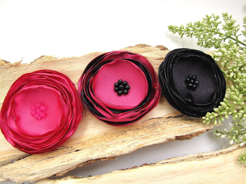 Fabric flowers flower appliques big satin flowers Etsy