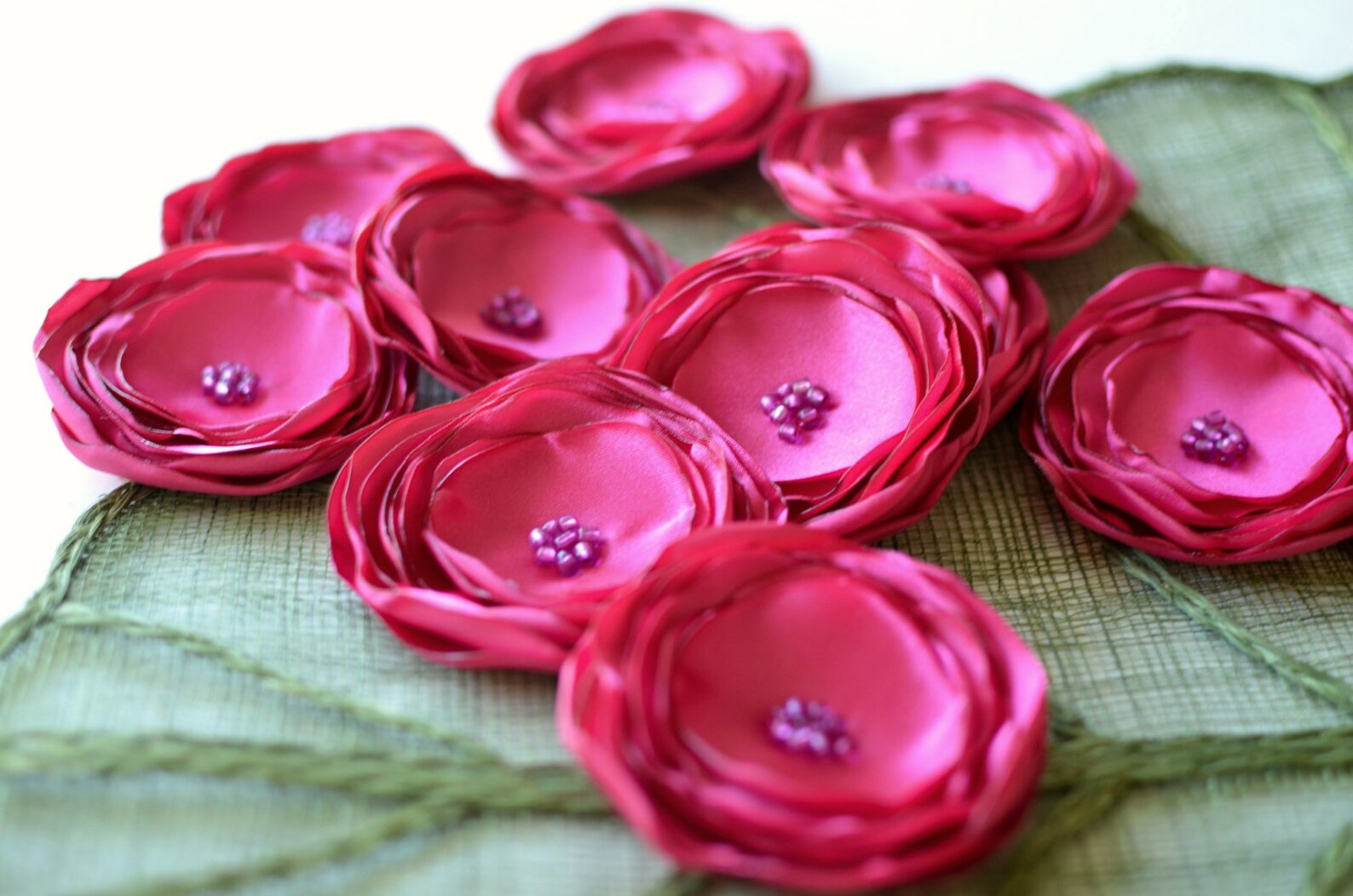 Bright Pink Flowers Fabric Flowers Large Silk Flowers Etsy