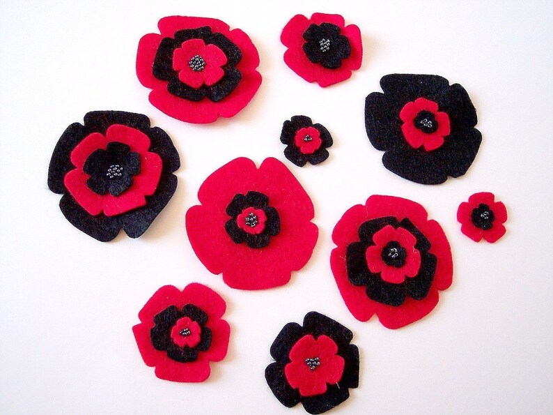 Die Cut Appliques Felt Flower Appliques Felt Fabric Flowers Etsy