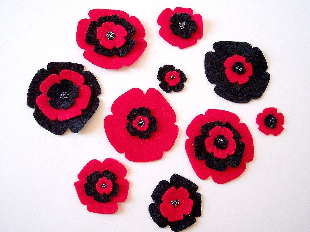 Die Cut Appliques Felt Flower Appliques Felt Fabric Flowers Etsy