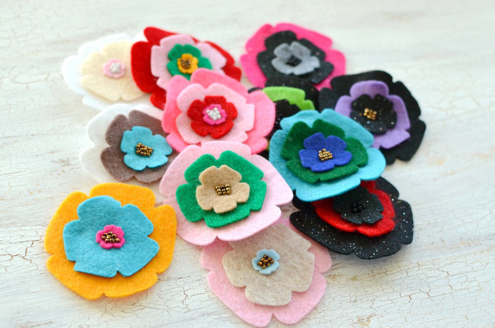 Die Cut Flowers Felt Flower Appliques Felt Fabric Flowers Etsy