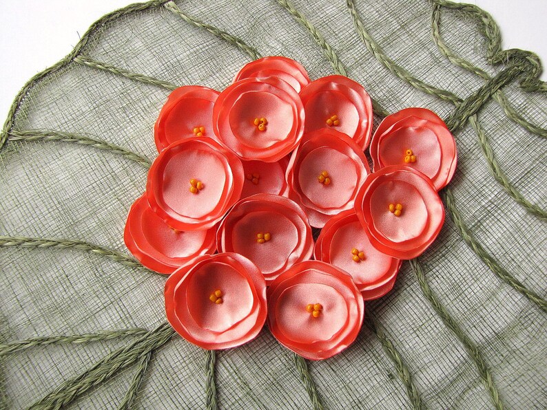 Sew on Appliques Satin Fabric Embellishments Fabric Flowers Etsy