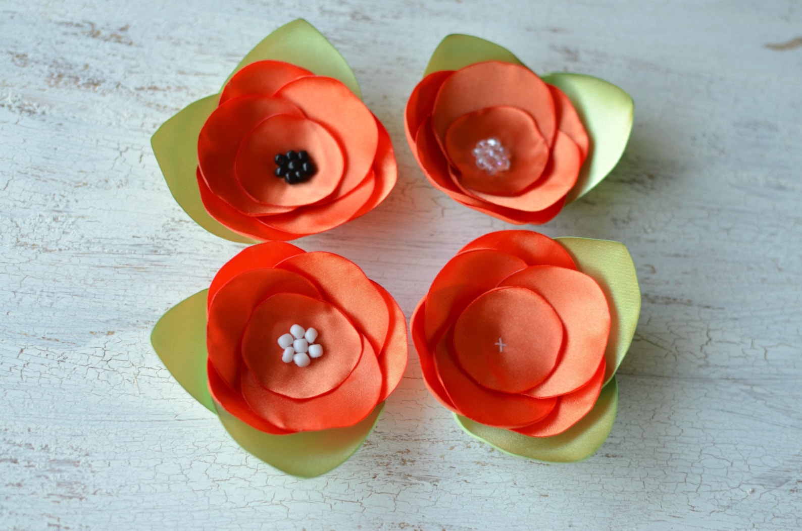 Satin Fabric Flowers Silk Flower Appliques Small Satin Etsy