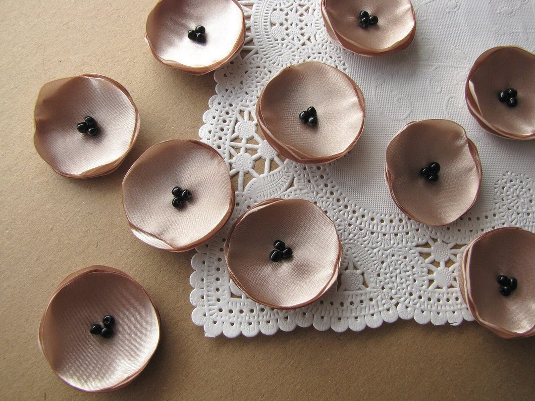 Satin Fabric Sew on Flower Appliques, Mini Poppies, Tiny Fabric Flowers