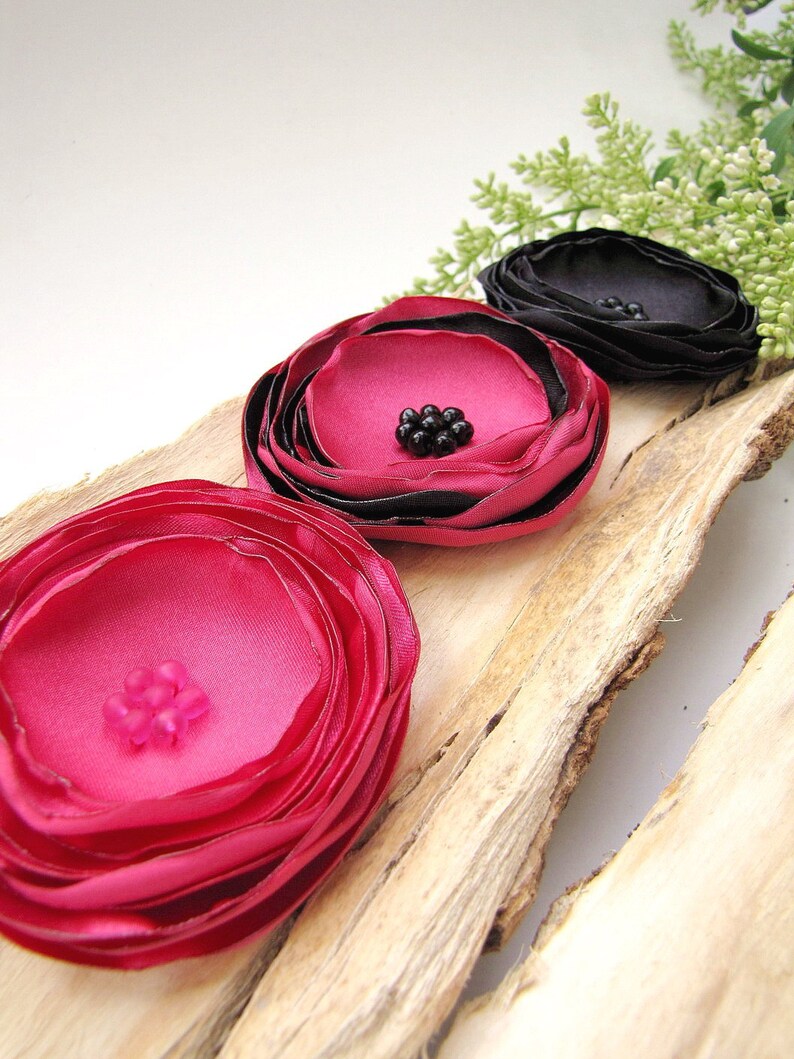 Fabric flowers flower appliques big satin flowers Etsy