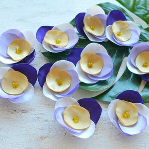 Fabric flower appliques, satin flower embellishment, floral supply, fabric flowers for crafts, silk flowers 10pcs PURPLE LAVENDER PANSIES image 5