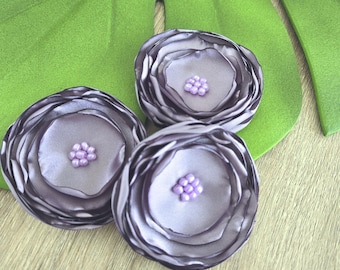 Handmade Large Satin Flower Appliques, Bulk Fabric Flowers for Bridal decor, Vases, Crafts, floral supplies,  (3pcs)- WISTERIA BLOSSOMS