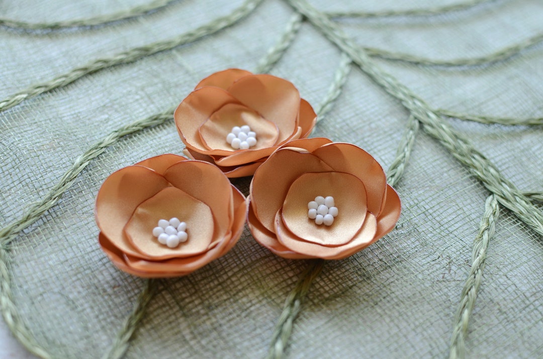 Mini Sew on Appliques, Small Satin Fabric Flowers, Tiny Floral