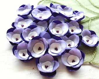 Fabric flower appliques, satin flower embellishments, floral supplies, fabric flowers for crafts, silk flowers bulk (10pcs)- PURPLE ROSES