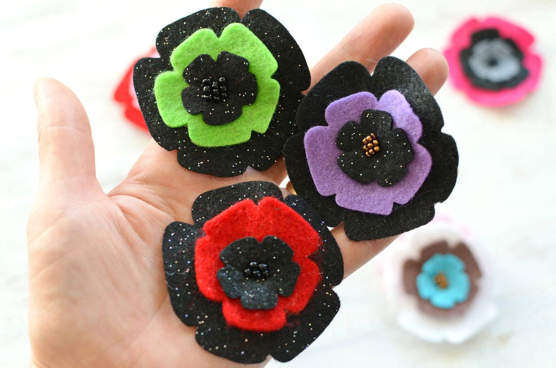 Die Cut Flowers Felt Flower Appliques Felt Fabric Flowers Etsy