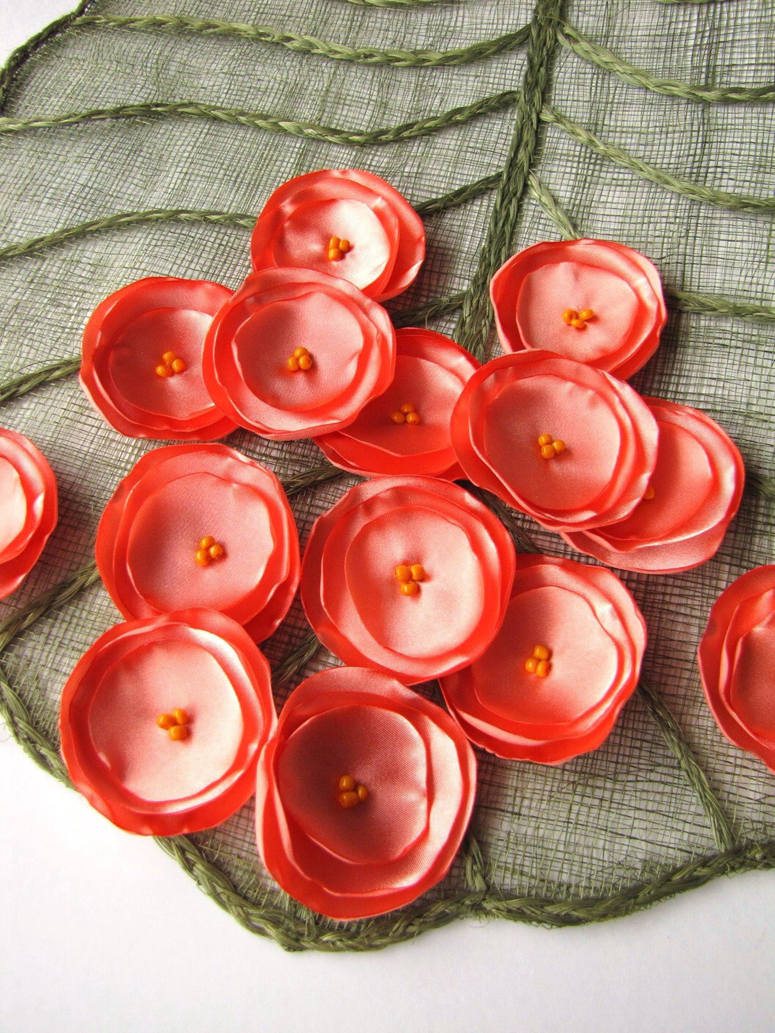 Sew on Appliques Satin Fabric Embellishments Fabric Flowers Etsy