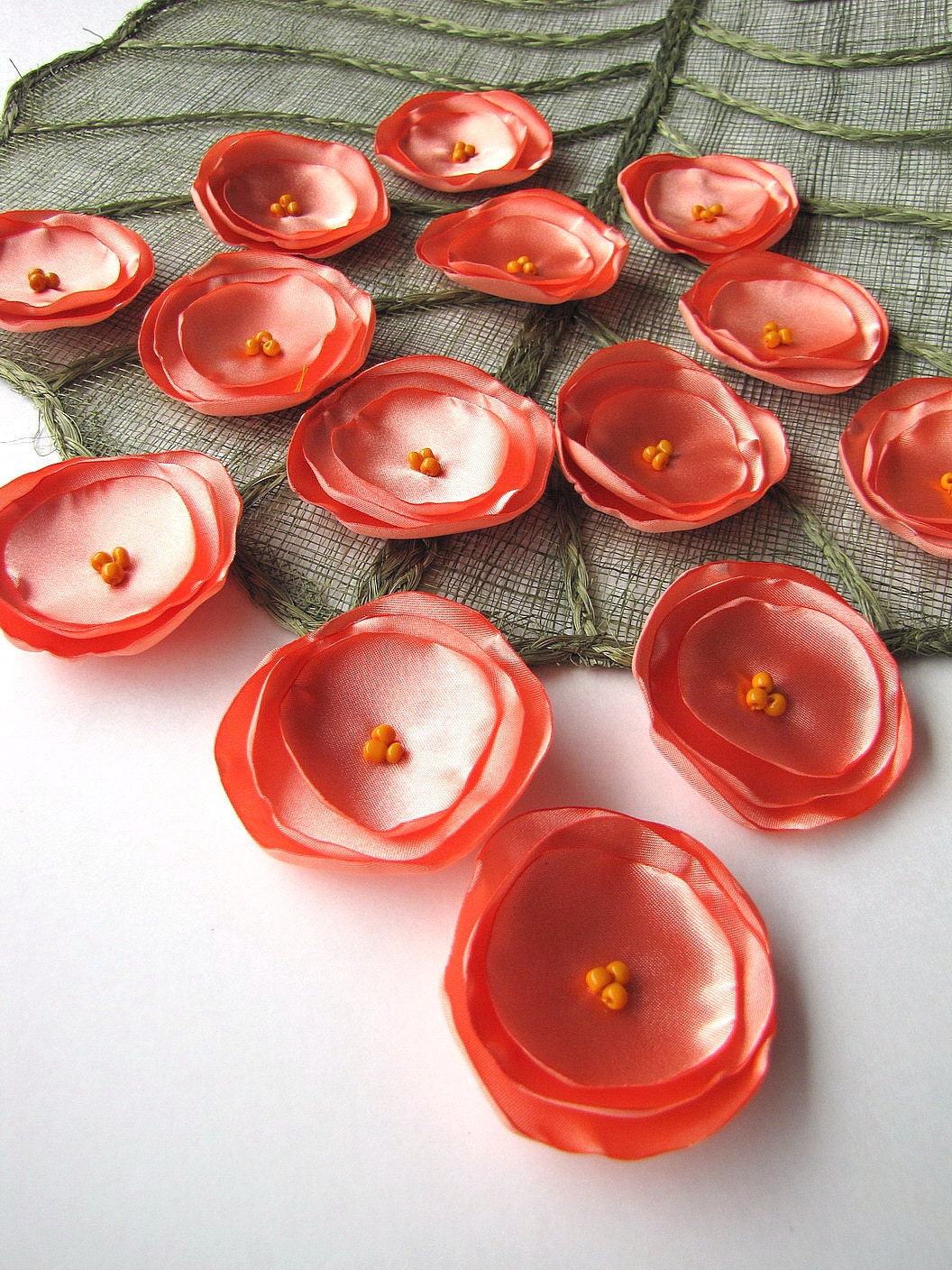 Sew on Appliques Satin Fabric Embellishments Fabric Flowers Etsy