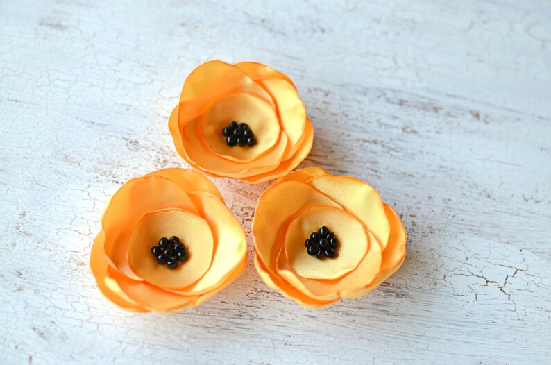 Satin Fabric Flowers Silk Flower Appliques Small Satin Rose Etsy