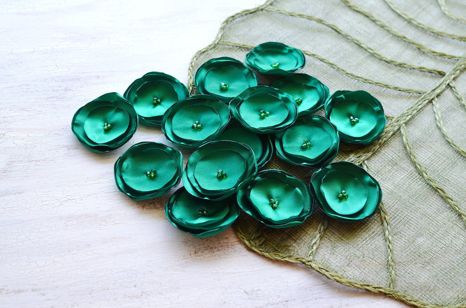 Fabric Flowers Bulk, Silk Flowers, Satin Fabric Handmade Sew on Flower