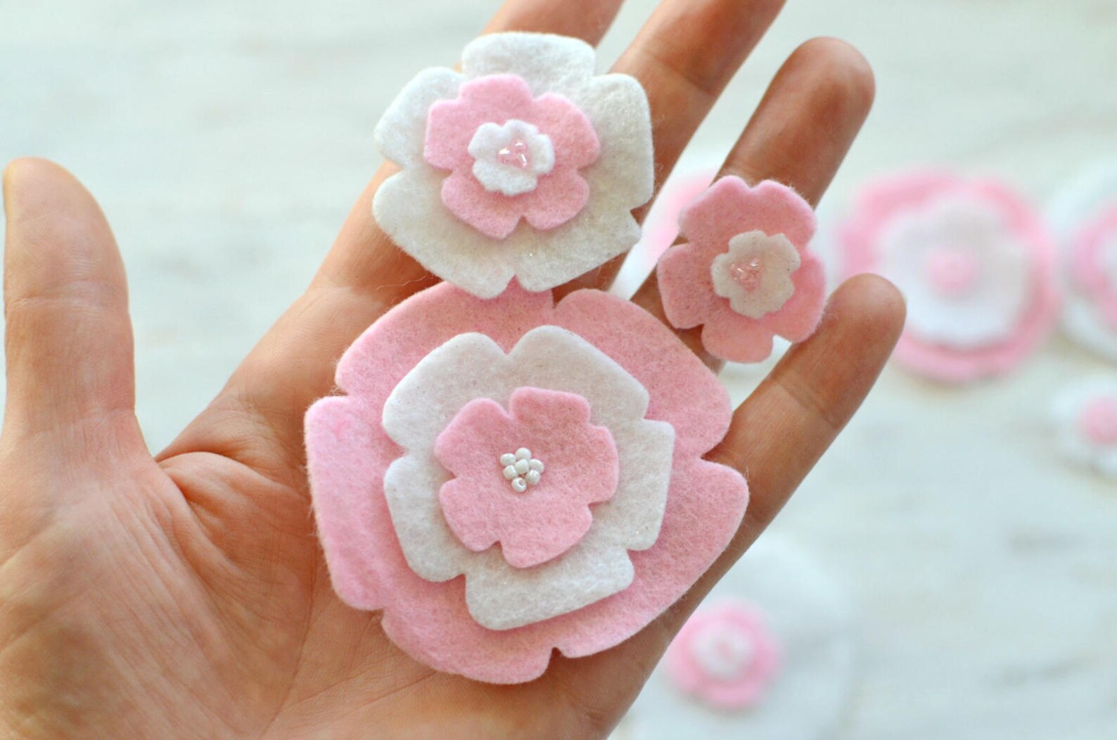Die Cut Appliques Felt Flower Appliques Felt Fabric Flowers Etsy