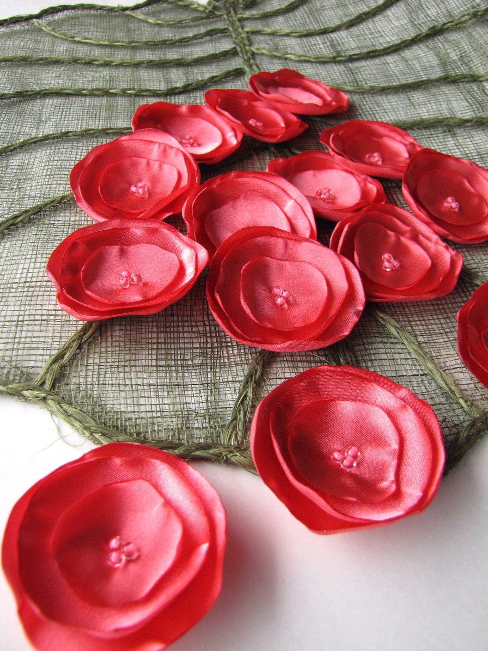 Small Satin Flowers Artificial Flower Embellishments Flowers Etsy