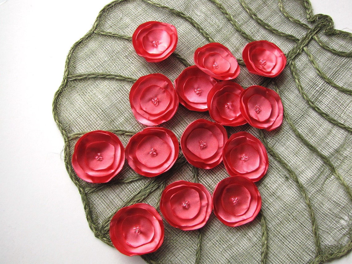 Small Satin Flowers Artificial Flower Embellishments Flowers Etsy