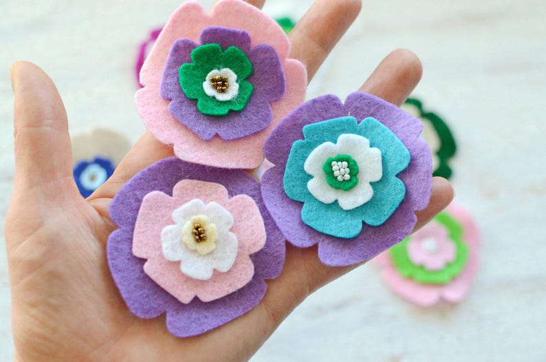 Die Cut Flowers Felt Flower Appliques Felt Fabric Flowers Etsy