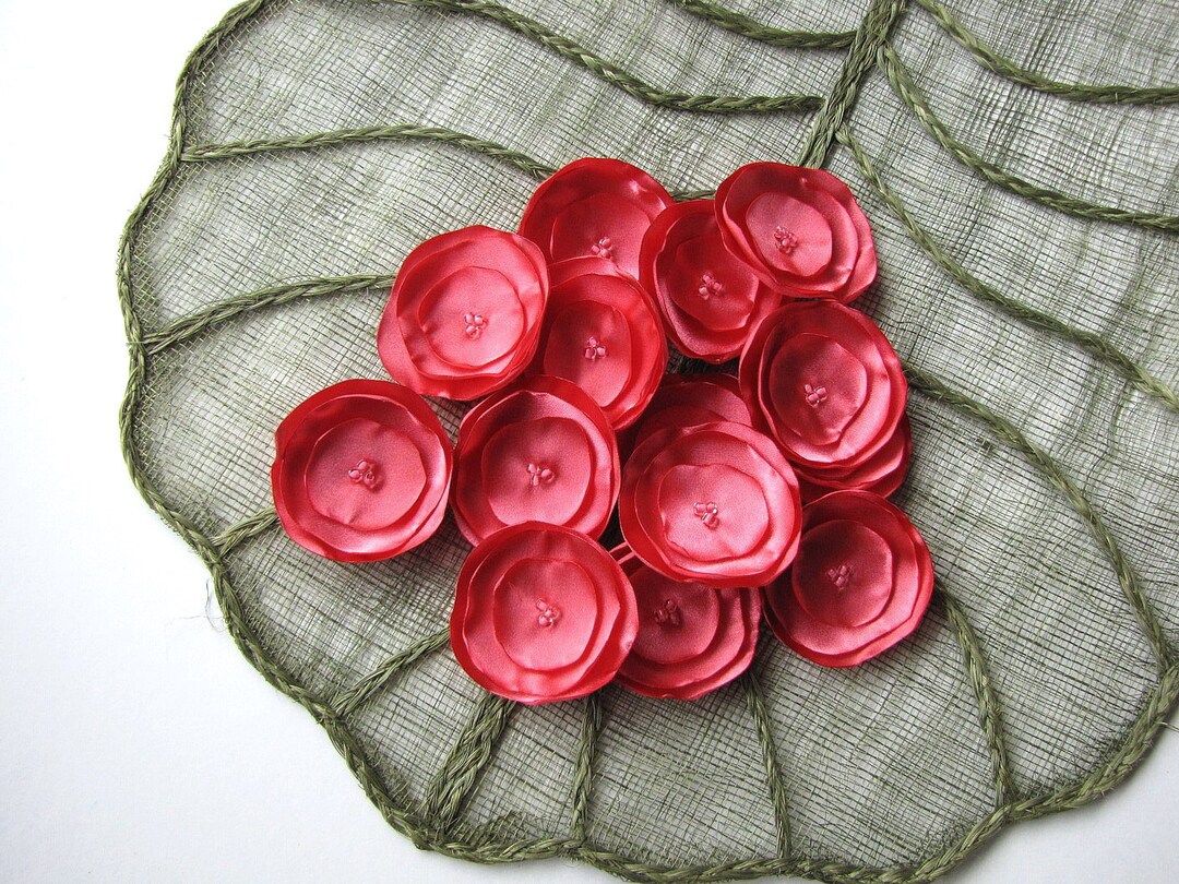 Small Satin Flowers Artificial Flower Embellishments Flowers Etsy