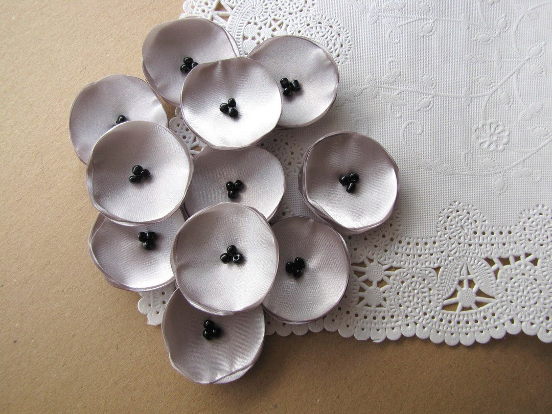 Tiny Silk Flowers, Singed Satin Flower Appliques, Flowers for Wedding