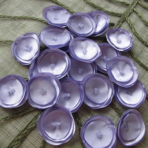 Satin flowers, fabric flowers, flowers for headbands, embellishments for crafts, artificial flowers (15pcs)- PERIWINKLE / LAVENDER BLOSSOMS