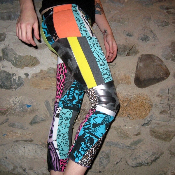 Eco-Friendly Patchwork Punk Leggings n.2 Xsmall/Small By Vicmes Clothing