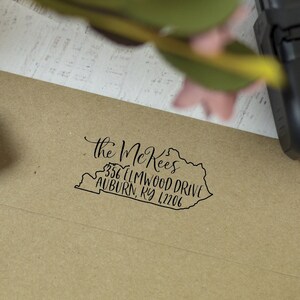 Kentucky adresstempel - zelfinktende retouradresstempel - aangepaste stempel Housewarming cadeau voor een verhuizing naar Kentucky - staatsstempel