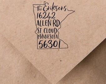 Minnesota address stamp - self ink address stamp - custom rubber stamp - move to minnesota housewarming gift