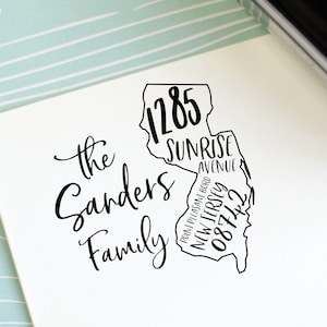 New Jersey address Stamp Self Inking Return Address Stamp Personalized Stamp for a Housewarming gift for move to New Jersey state stamp image 1