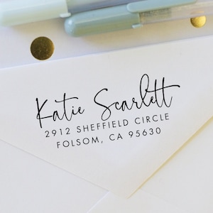 Handwritten return address stamp personalized stamp with handwriting font custom stamp self inking stamp image 1