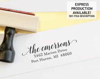 Address Stamp - Self Inking Return Address Stamp - rubber stamp - Custom and Personalized Stamp, Housewarming gift - emerson