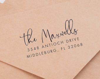 Custom Self-Inking Return Address Stamp - Personalized with Handwritten Font - Housewarming gift