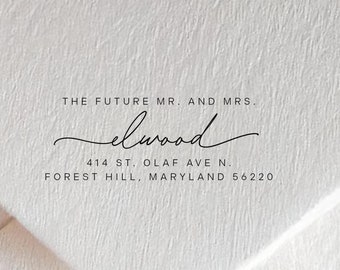 Custom Wedding Stamp in self-inking or wood block, Personalized Wedding Invitation Stamp, Return Address Stamp for Save the Dates + Invites