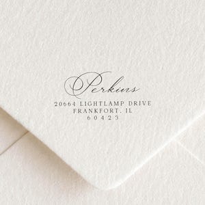 Calligraphy Return Address Stamp, Self-Inking, Elegant Script Custom Stamp