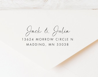 First Name Address Stamp - Personalized Script & Sans Serif, Elegant Dual Font Imprint