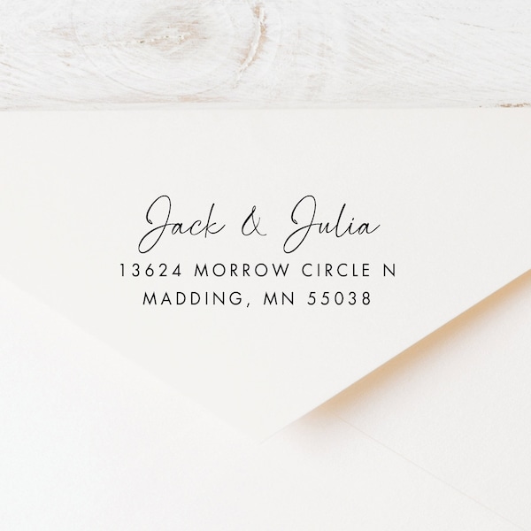 First Name Address Stamp - Personalized Script & Sans Serif, Elegant Dual Font Imprint