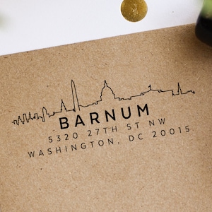 Adresstempel Washington D.C. - zelfinktende retouradresstempel stadsoverzicht van District of Columbia - Washington D.C. gepersonaliseerde stempel