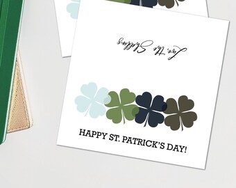 Printable 4 leaf clover party treat bag toppers, St. Patrick's Day favor bag tags, editable pdf, instant download, four leaf clover