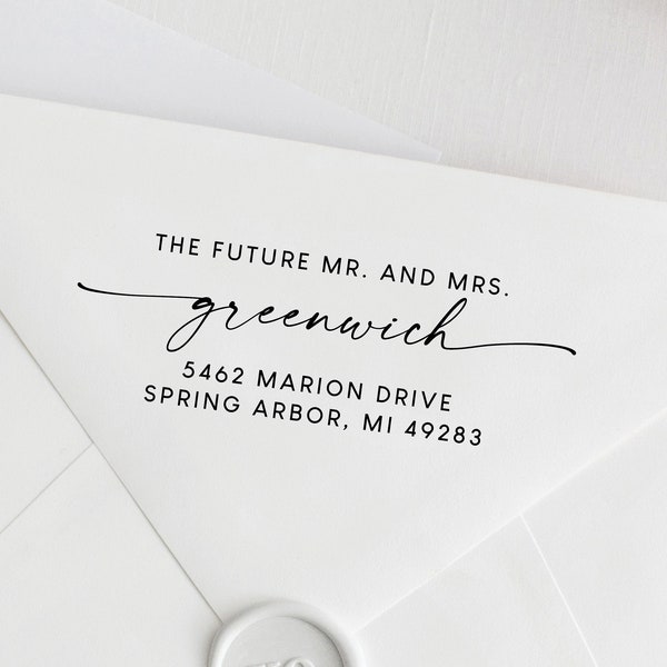 Custom Wedding Stamp, Modern Return Address Stamp, Future Mr. and Mrs. Personalized Stamp for Wedding Invitations and Save the Dates