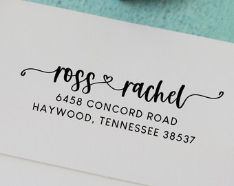 Modern Wedding Stamp, Custom Return Address Stamp, Personalized Stamp for Wedding Invitations, Rubber Stamp for Save the Date