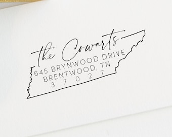Tennessee address Stamp - Modern Self Inking Return Address Stamp - Personalized Stamp for a Housewarming gift for a move to Tennessee state