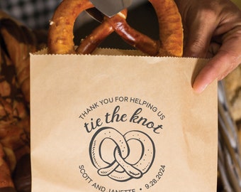 Wedding favor Stamp, Pretzel favor Stamp, Tie the knot wedding stamp for favor bags, custom wedding stamp