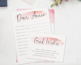 Wishes for the Graduate Cards and Sign - Graduation Party Decor - Graduation Advice - Dear graduate Instant Download - watercolor splash