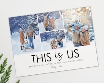 This is Us Christmas card, holiday photo collage card, printable this is us Christmas card, family photo card, printable or printed cards