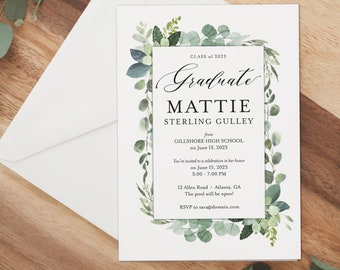 Graduation Invitation, Graduation Announcement, Class of 2023 rustic style invitation, printable or printed